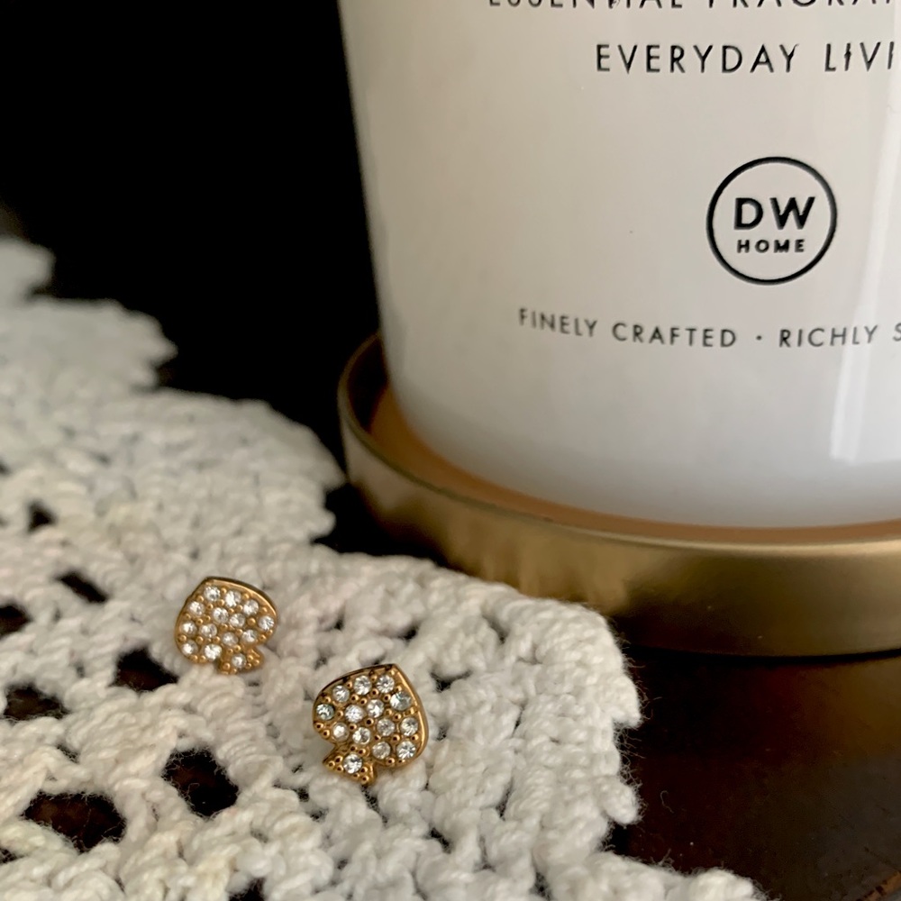 Kate Spade Gold Pave Signature Spade Stud Earrings